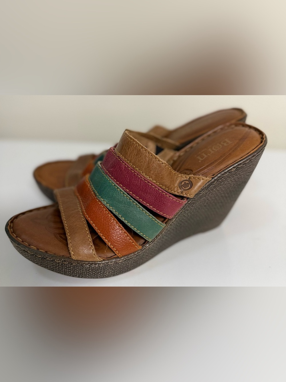 Børn Lumi multicolor strap leather platform wedge heel sandals comfortable 10